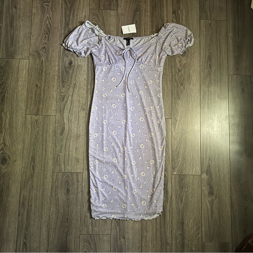 Forever 21 NWT lavender midi dress | bodycon floral coquette size L